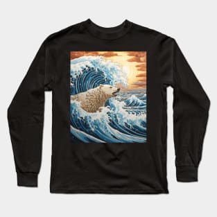 Japanese Polar Bear Surfer Great Wave Off Kanagawa Long Sleeve T-Shirt